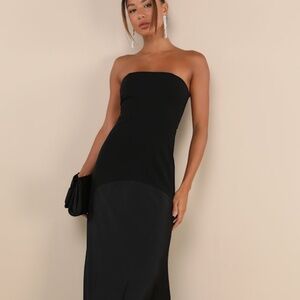 Lulus Compelling Style Black Strapless A-line Maxi Dress - Size XXS